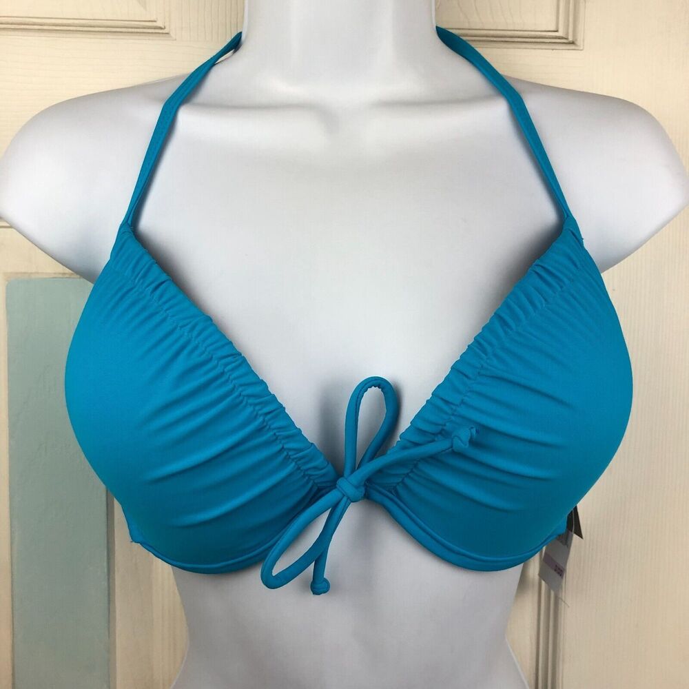 California Waves CW Womens Push-Up Teal Bikini Top Padded Cup Size D/DD NWT